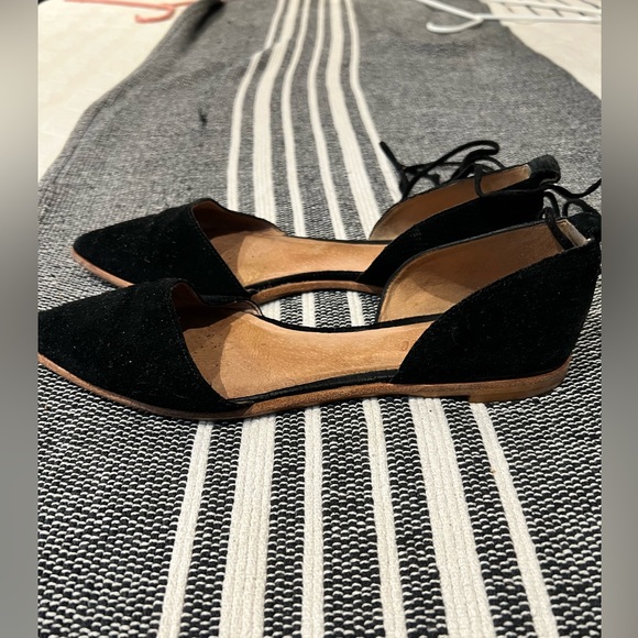 Madewell ankle-tie, black, suede flats. - Picture 3 of 3